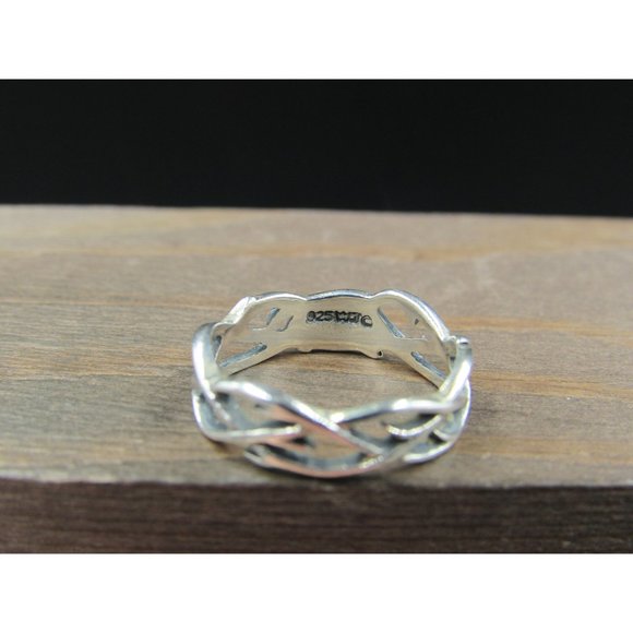 Size 5.25 Sterling Silver Vines With Thorns Band Ring - Picture 4 of 7